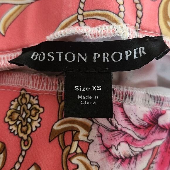 Boston Proper Reflecting Scrolls Wide Leg Palazzo Pants, Peach Gold Pink, XS - Picture 6 of 10